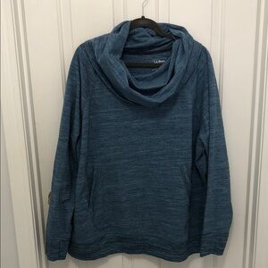 NWT Womens Plus L.L. Bean Blue Cowl Neck Sweatshirt